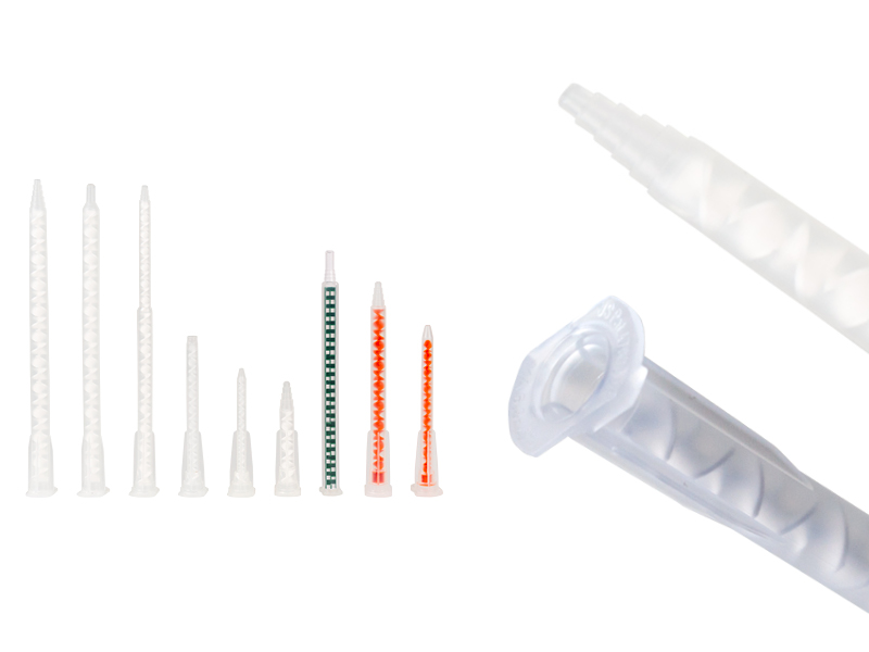 Static mixer 6mm - 12 elements - stepped tip for 25 - 75ml cartridges with inlet 1:1 / 2:1 (white)
